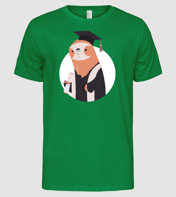Leneș cu diplomă pentru absolvire model verde pe tricou