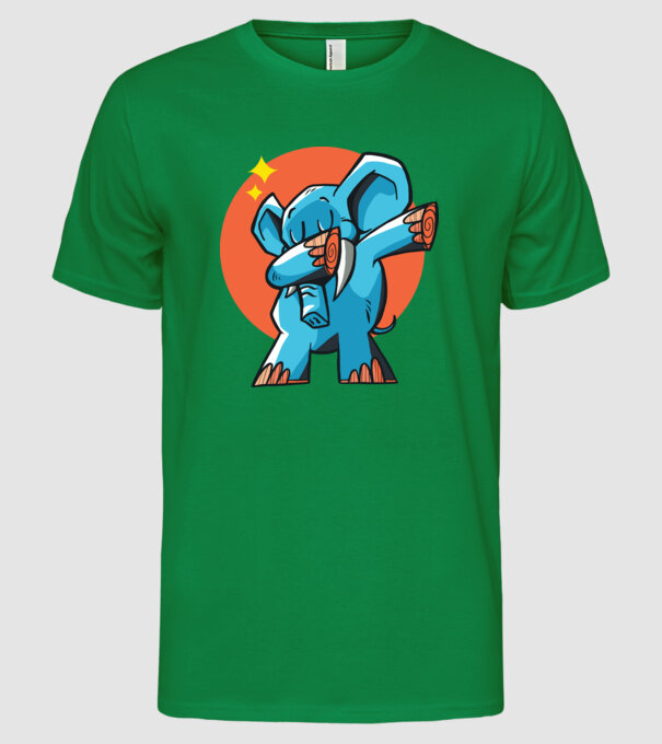 Elefant DAB model verde pe tricou
