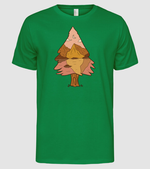 Brad Natură model verde pe tricou
