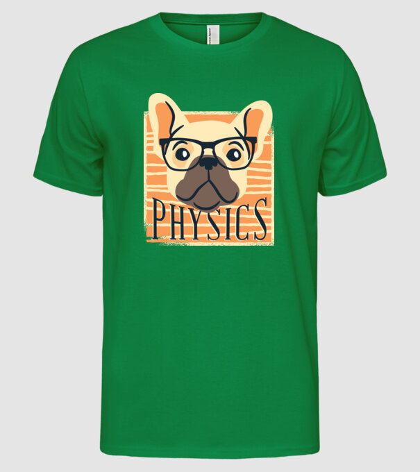 Câine Fizică model verde pe tricou