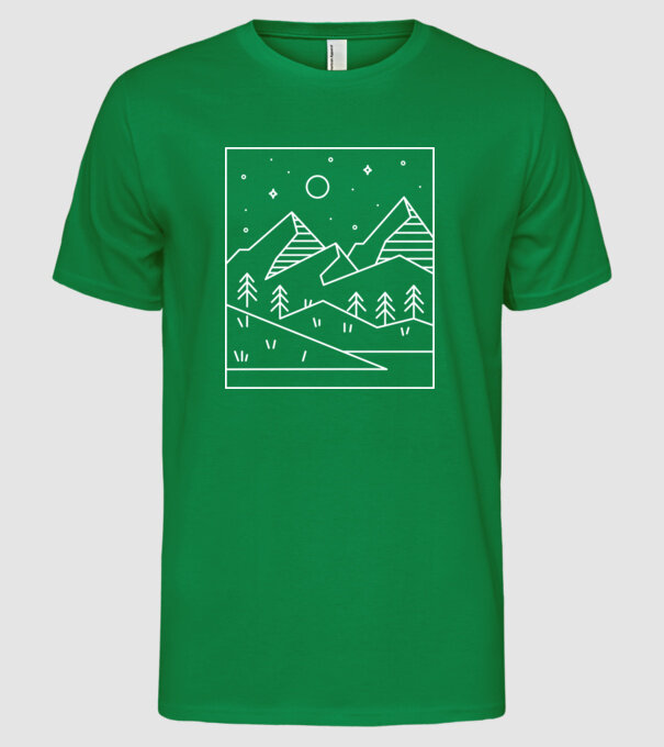 Peisaj geometric model verde pe tricou