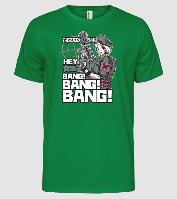 Fată Anime Gerilla model verde pe tricou