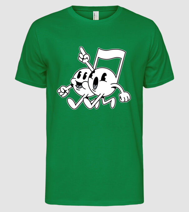 Note muzicale model verde pe tricou