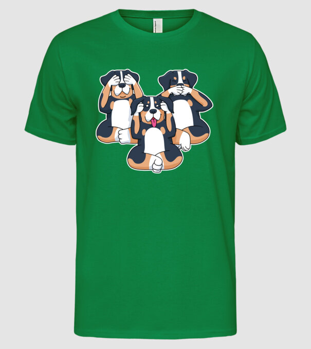 Trei câini model verde pe tricou
