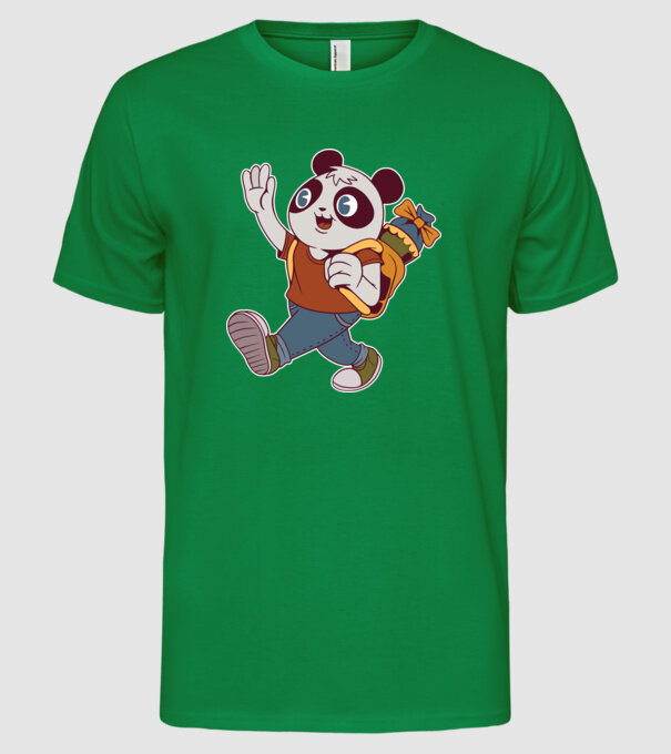 Panda școlar model verde pe tricou