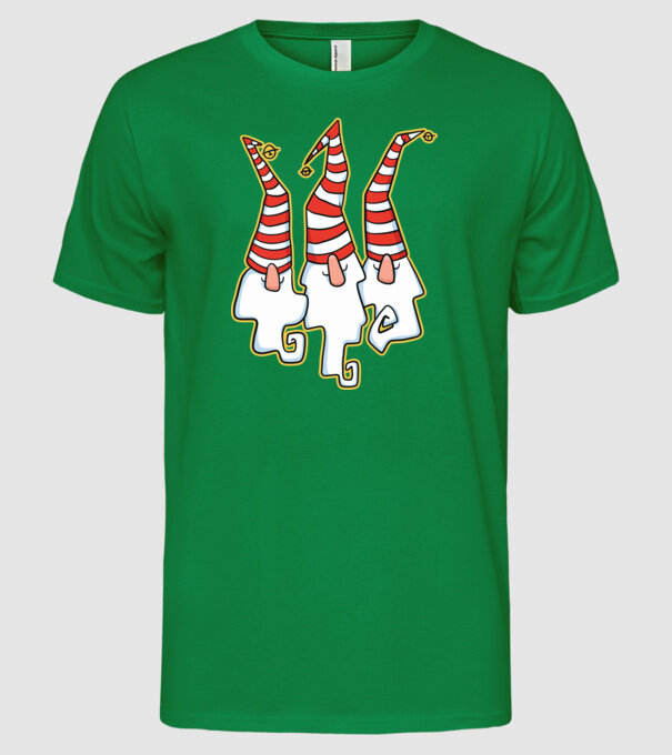Elfi de Crăciun model verde pe tricou