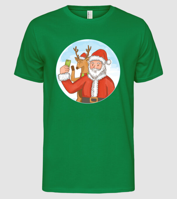 Selfie de Crăciun model verde pe tricou
