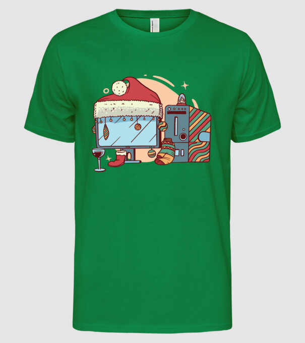 Computer de Crăciun model verde pe tricou