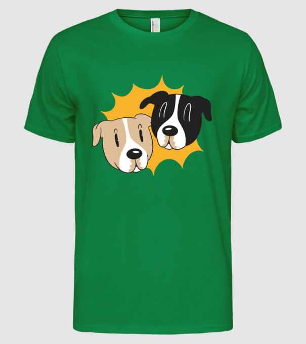 Capete de câini model verde pe tricou