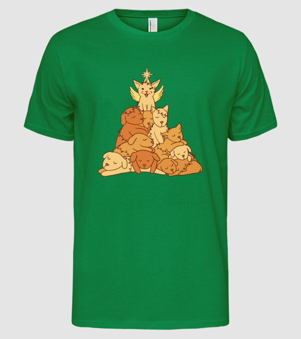 Pom de Crăciun cu Câine model verde pe tricou