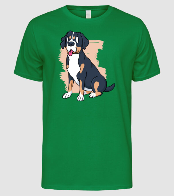 Câine model verde pe tricou