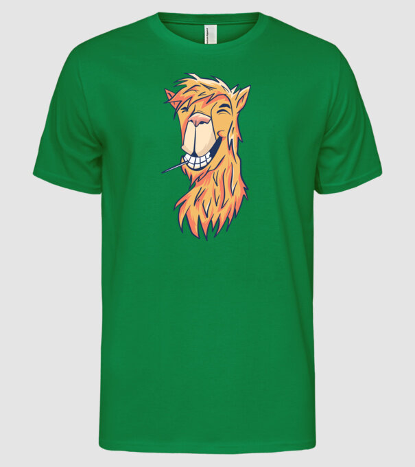 Cap de Lama model verde pe tricou