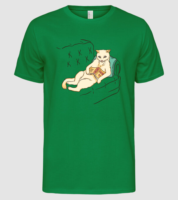 Odihnă Pisică model verde pe tricou