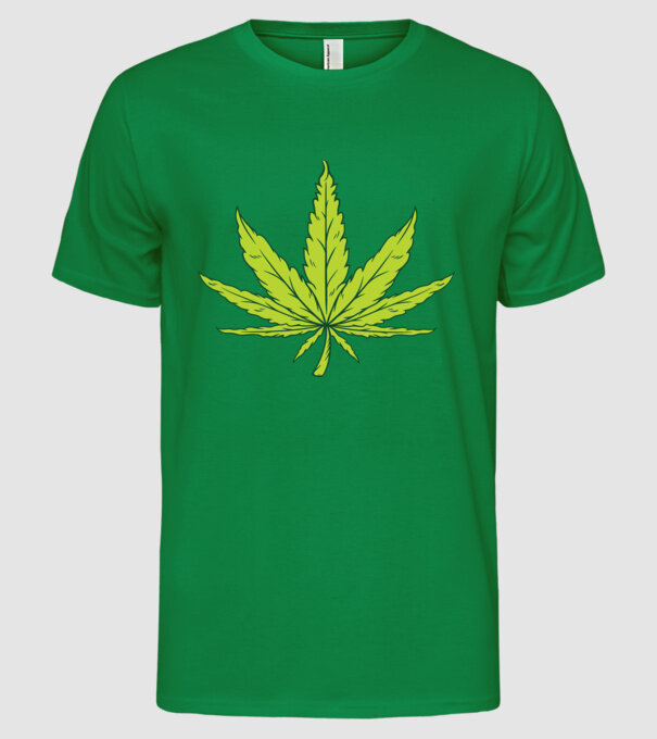 Frunză de marijuana model verde pe tricou
