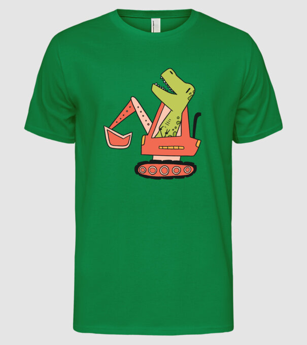 Excavator dinozaur model verde pe tricou