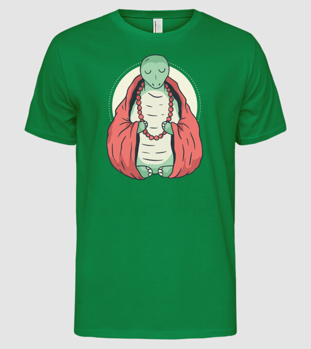 Broasca țestoasă care meditează model verde pe tricou