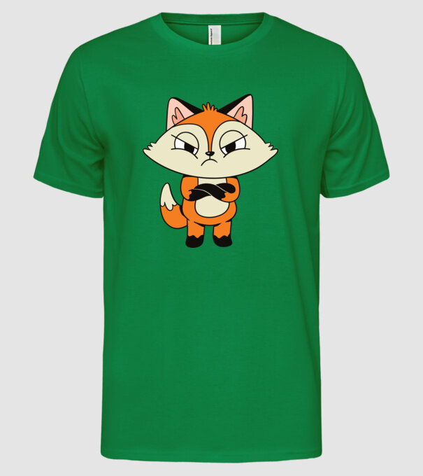 Vulpe furioasă model verde pe tricou