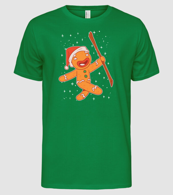 Turtă dulce Moș Crăciun tricou model verde pe tricou