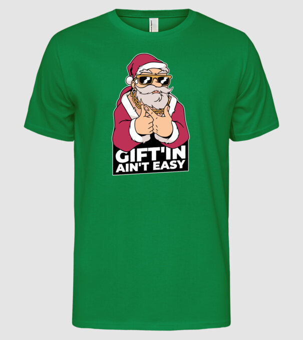 Moș Crăciun Gangster - tricou amuzant Crăciun model verde pe tricou