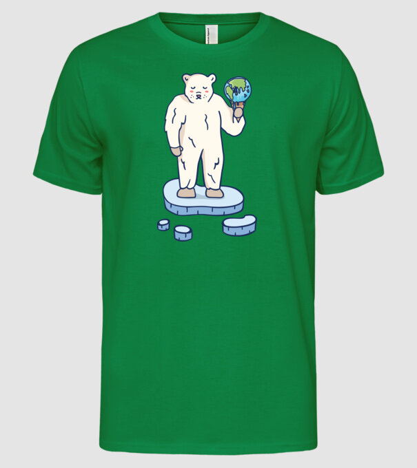 Topirea gheții cu urs polar model verde pe tricou