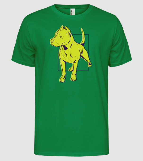 Câine Pitbull model verde pe tricou