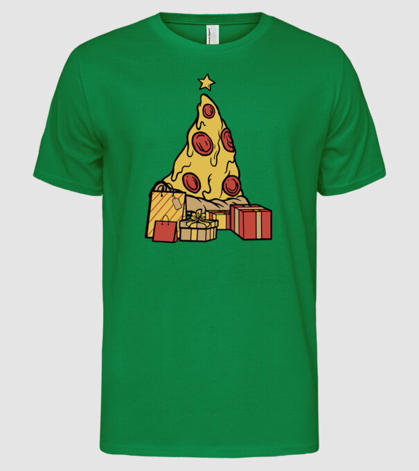 Pizza pom de Crăciun model verde pe tricou