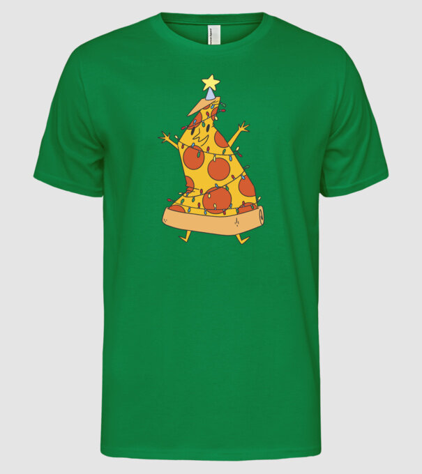 Pizza pom de Crăciun model verde pe tricou