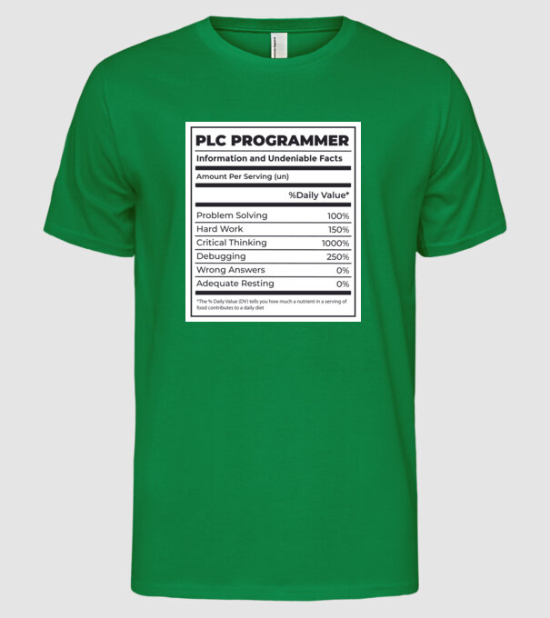 Programator PLC model verde pe tricou
