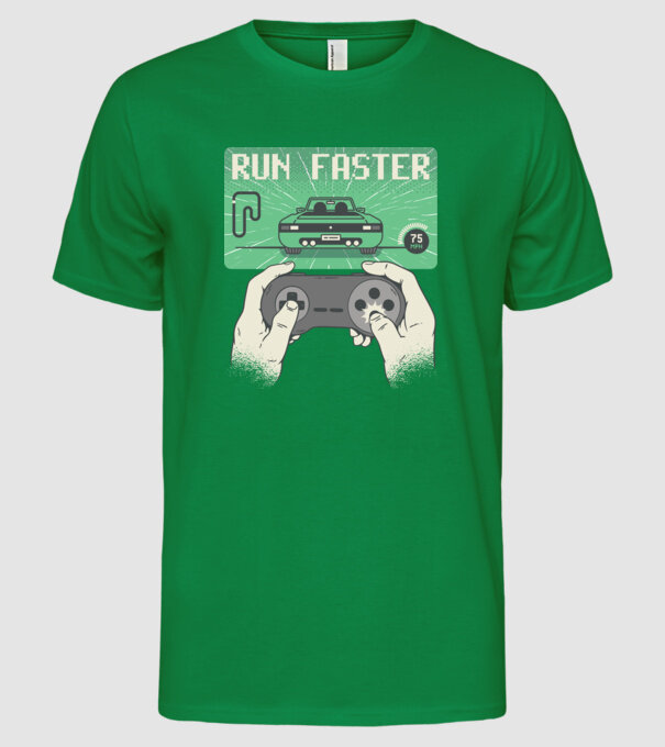 Retro gamer Outrun model verde pe tricou