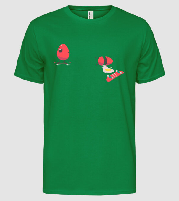 Skateboard Eggs model verde pe tricou