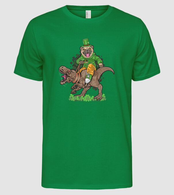 Sfântul Patrick Mops dinozaur model verde pe tricou