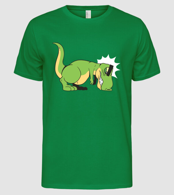 T-rex Push-up model verde pe tricou