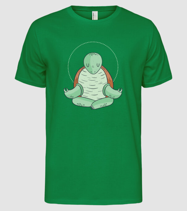 Broască țestoasă Yoga model verde pe tricou