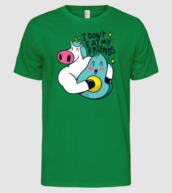 Unicorn Avocado Prietenie model verde pe tricou