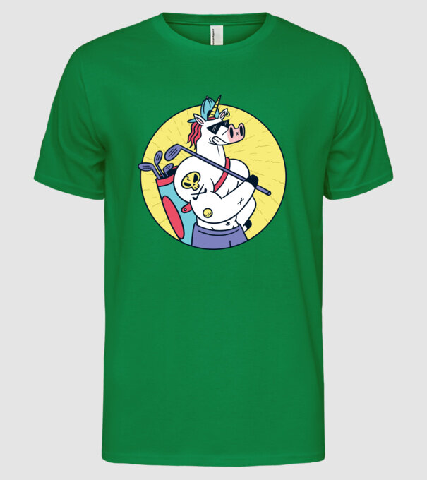Unicorn Golf model verde pe tricou