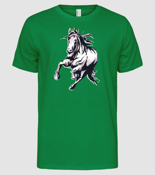 Cal alergând Tricou pentru călăreți model verde pe tricou