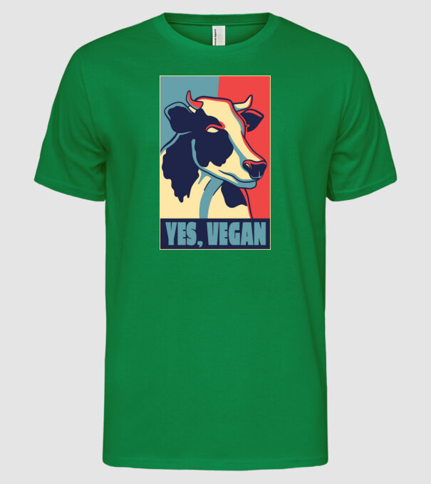 Yes, Vegan model verde pe tricou
