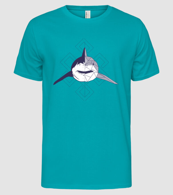 Rechin abstract model turcoaz pe tricou