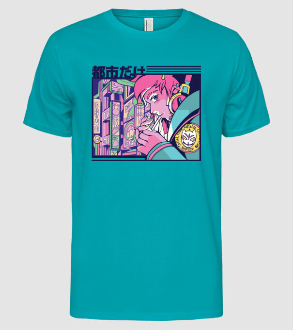 Anime Țigaretă model turcoaz pe tricou