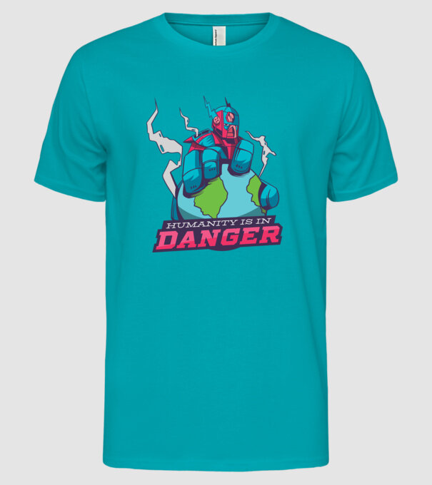 Omenirea în pericol model turcoaz pe tricou