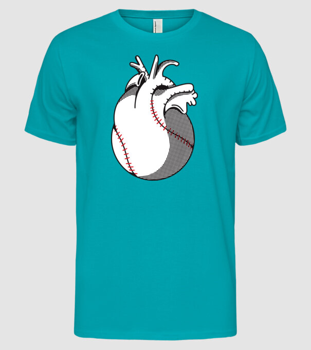 Inimă Baseball model turcoaz pe tricou