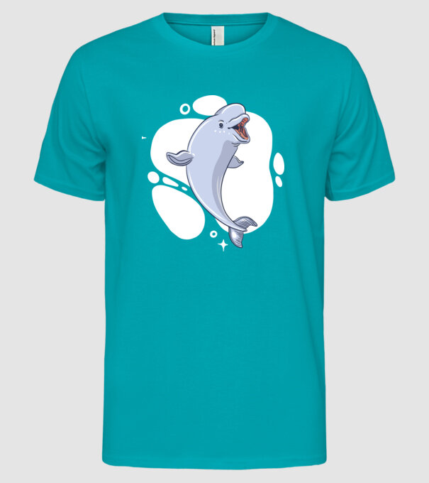 Balenă Beluga model turcoaz pe tricou