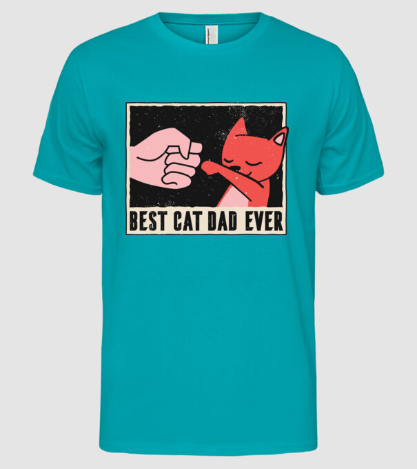Best Cat Dad Ever - Cel mai bun stăpân de pisică model turcoaz pe tricou