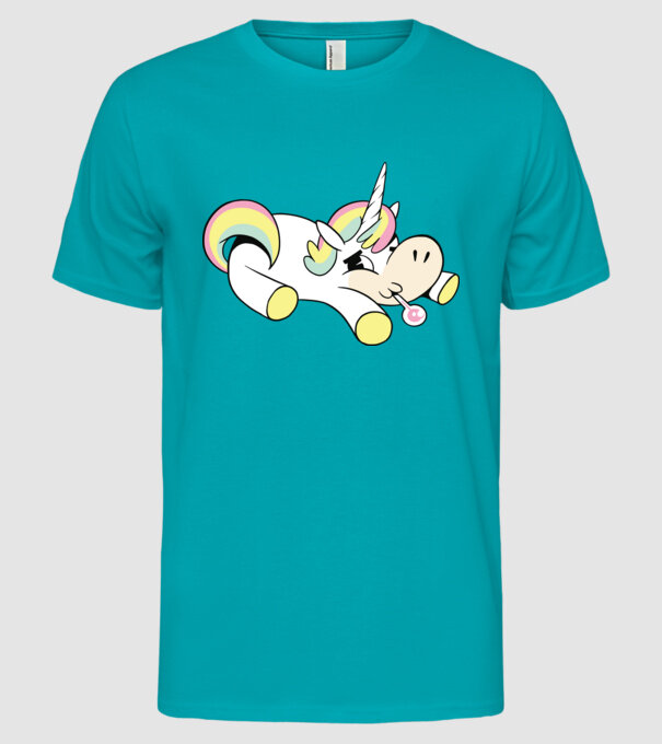 Unicorn bolnav model turcoaz pe tricou