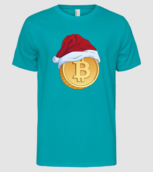 Crăciun Bitcoin model turcoaz pe tricou