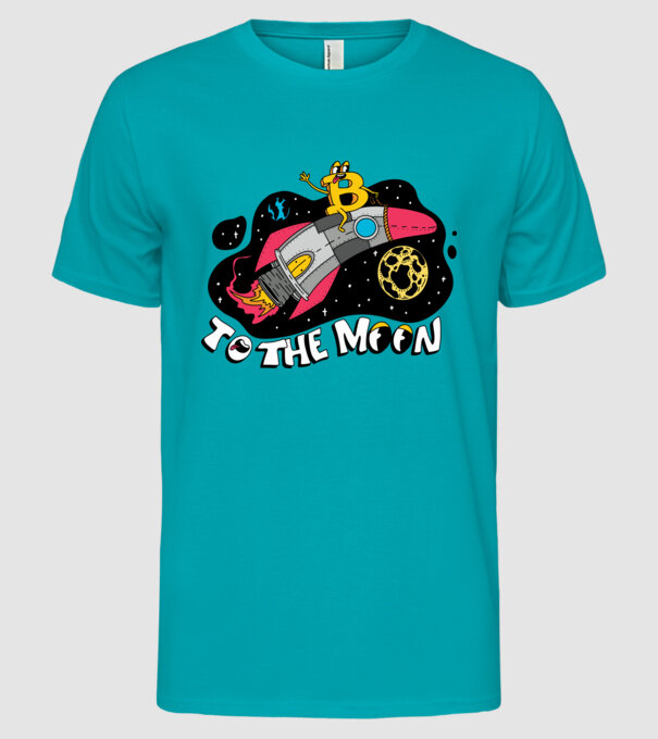 Bitcoin to the moon model turcoaz pe tricou