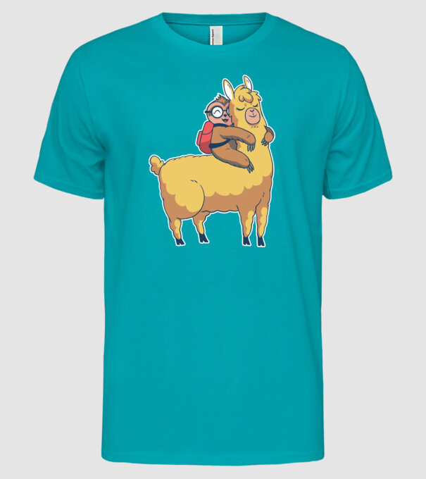 Leneș drăguț cu Lama școlar model turcoaz pe tricou