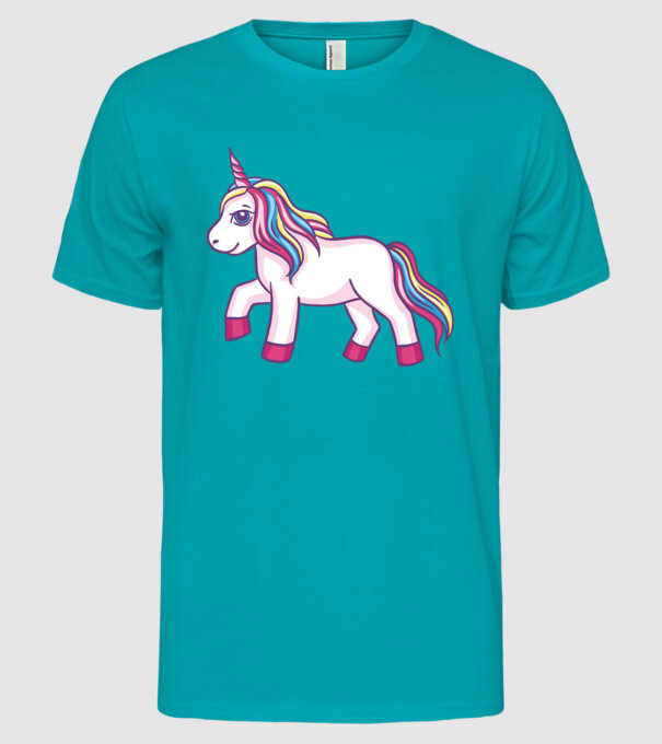 Unicorn drăguț model turcoaz pe tricou