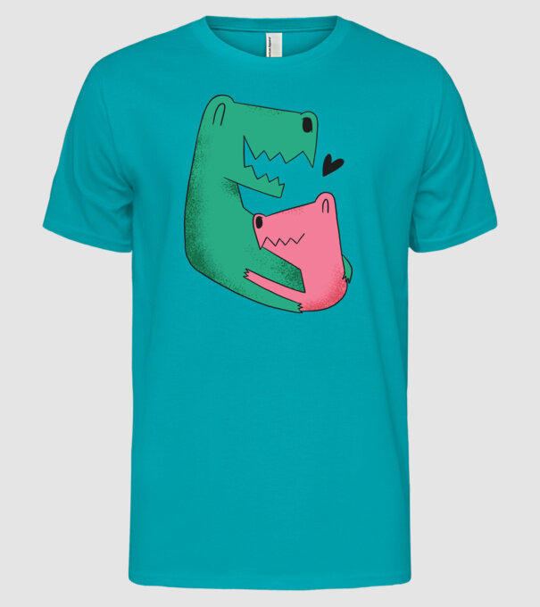 Dinozaur Tată Fiu model turcoaz pe tricou