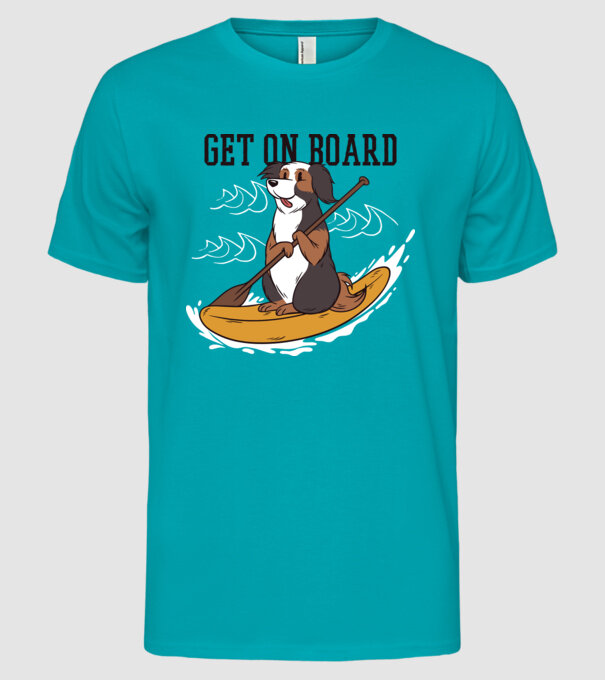 Câine vâslind model turcoaz pe tricou